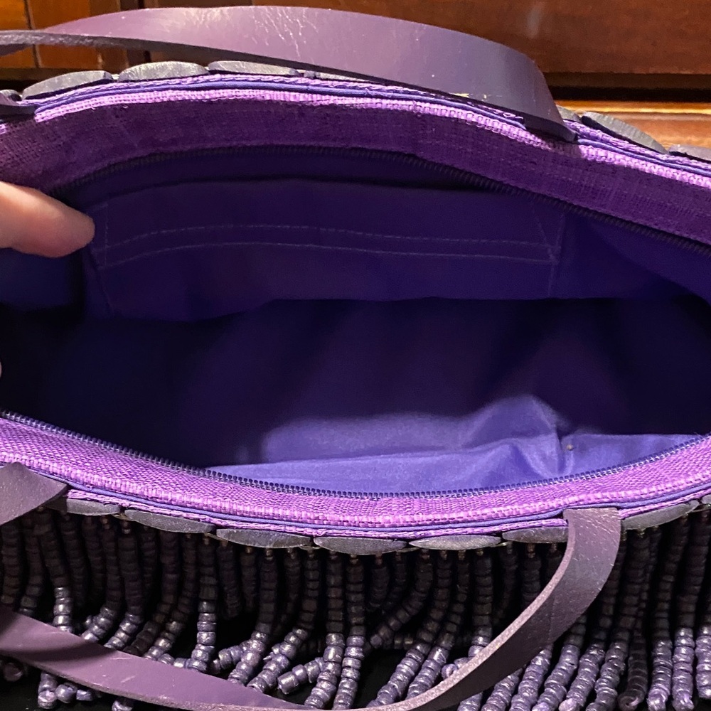 Purple Beaded Women's Bag - Picture 8 of 16